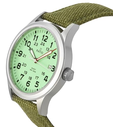 Image of RATIO Field Watch Sapphire Crystal Nylon Strap Easy Reader Casual Watch Japanese Quartz 100m Water Resistant Military Watch for Men