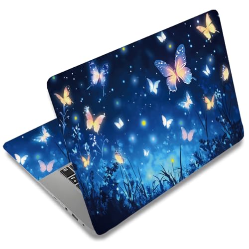 SUPERDANT Adesivo Copertura Notebook Farfalle Blu Decorativo Protettivo Universale Con Flash Butterflies Per PC 12 13 13.3 14 15 15.4 15.6