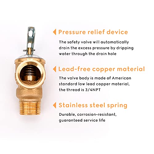 Slocable Pressure Relief Valve with 3/4Inch Pipe Thread,150Psi ,Brass