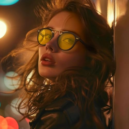 STGATN Pro Night Vision Glasses for Women Driving, Needn't Polarized at Night, Round Retro Trendy Double-Bridge UV Protection3