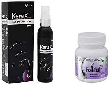 Follihair (30 Tablets) and IPCA New Kera XL Hair Growth Serum - 60 ml