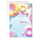 ZYQFN 20 Birthday Pool Party Invitations, Tropical...