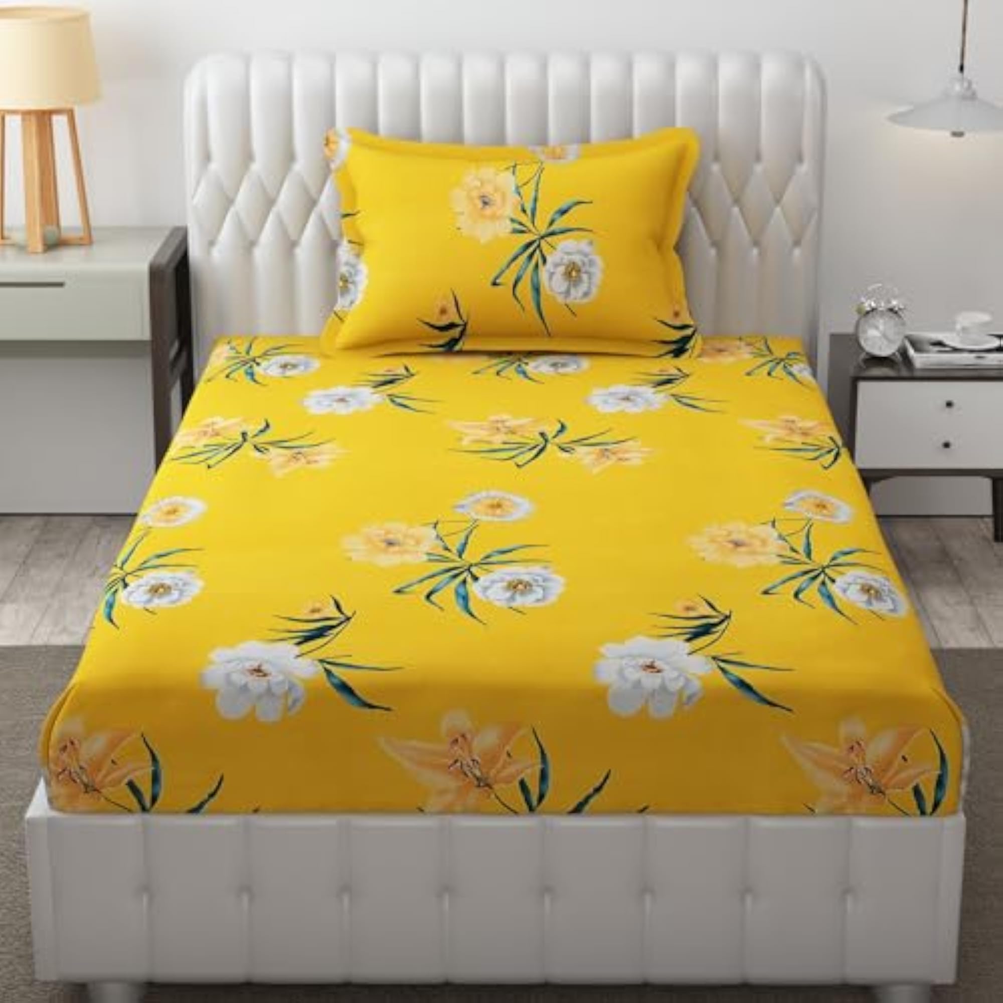 Cotton Bedsheet with Floral Print Pattern, Premium Feel