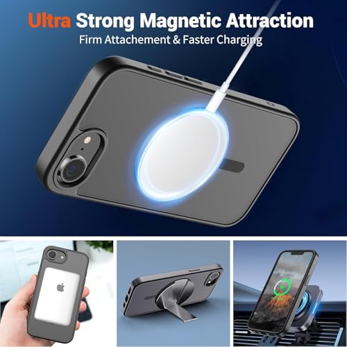 Image of iPhone 16e Magsafe Hard Back Case | Matte Design & 360 Protection | Military-Grade Apple iPhone 16e Cover | Strong Magnet Back - Black