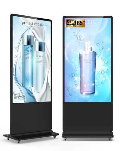 Image of HARZHI 65 Inch Digital Signage Kiosk 4K UHD, Floor Standing Digital Signage Display, Indoor Advertising Display Screen with Android OS, CMS Publishing System, HDMI /USB /WiFi