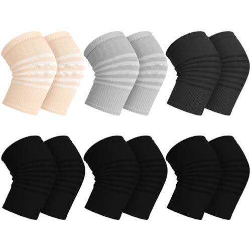 Geyoga 6 Pairs Knee Warmers for Women Men Breathable Leg Warmers Windproof Knee Sleeves Leg Brace Pad for Cycling Sports(Black Gray Nude Color M)