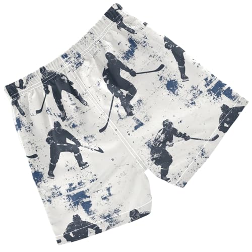 Pigsaly Boys Swim Trunks Abstract Hockey Player Black Boys Board Shorts Swimsuit Swimwear Summer Bathing Suit 5T2