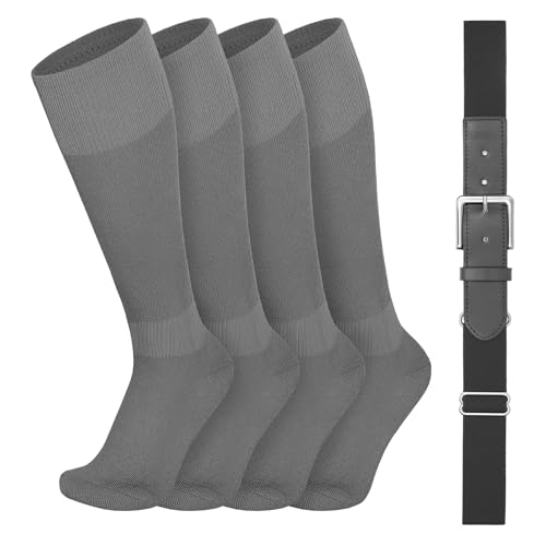 Image of VONMELLI Youth Baseball Belt and Socks Combo, Elastic Softball Belts and Socks for Boys and Adult (2 Pairs of Socks & 1 Belt)