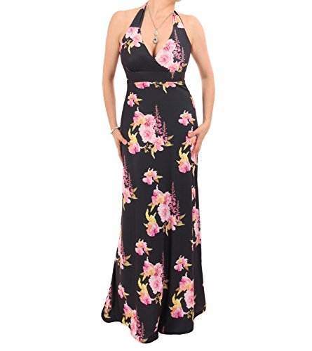 Robe femme longue dos nu : confection premium fleurie et doublée