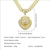 Large Lion Head Pendant Iced Out Bling Cuban Link Chunky Necklace Thick Chain Fake Diamond Animal Charm Choker Necklace for Men,Sparkly Luxury Rapper Cool Hip Pop Costume Jewelry 20", L, Stainless #5