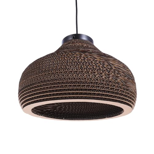 SEWACC Lámpara Colgante de Interior de Papel Nido de Abeja Estilo Sudeste Asiático Diseño Tipo Sombrero en Papel Corrugado Decoración para Restaurante Cafetería y Hogar