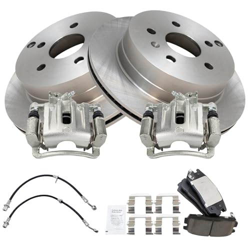 Image of TRQ Rear Brake Pad & Rotor Kit Ceramic Compatible with 2010-2012 Chevrolet Equinox 2010-2011 GMC Terrain