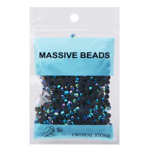 Image of 1000 Pieces Hot Fix Glass Flatback Rhinestones HotFix Round Crystal Gems (Green AB, SS20)