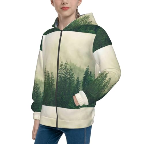 Fog Forest Kids Pullover Hoodies Boys Zip Up Sweatshirts Girls Athletic Clothes with Pocket