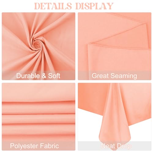 Image of 4 Pack Rectangle Tablecloth for 6 Foot Tables Washable Polyester Table Cover for Wedding Dining Table Parties Banquet(60x102 Peach Coral)