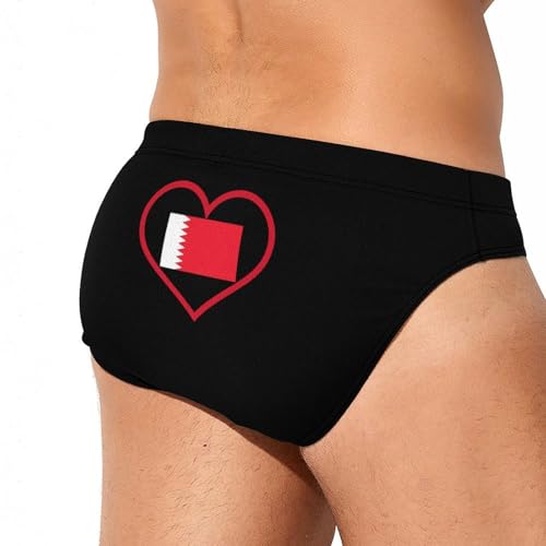 I Love Bahrain Red Heart Mens Swim Briefs Bikini Sexy Low Rise Trunks Swimsuit Bathing Suit Beach3