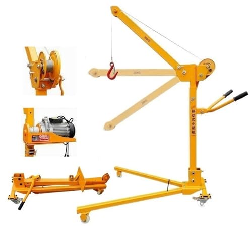 MYUYEE Grúa Plegable Manual/eléctrica grúa portátil pequeña Elevador de vehículos domésticos,500 kg con manivela y Electricidad