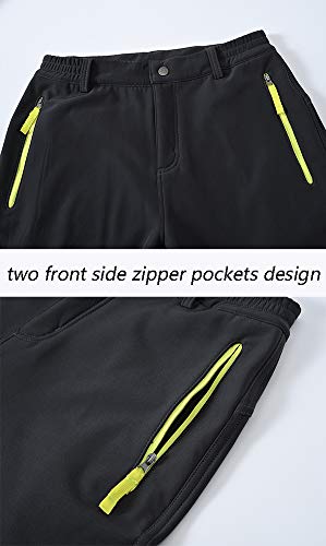 donhobo Damen Wanderhose Softshellhose Wasserdicht Winddicht Warm Fleece Gefüttert Trekkinghose Winter Outdoorhose Funktionshose (Schwarz,M)
