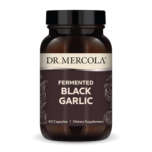 Dr. Mercola Fermented Black Garlic - Antioxidant Supplement - for Immune Cellular & Heart Health Support - Includes S-Allyl-Cysteine - Non-GMO Gluten-Free & Soy-Free - 60 Capsules (30 Servings)