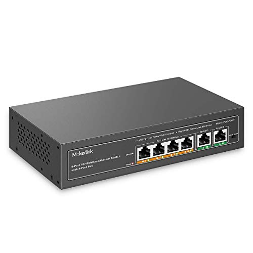 MokerLink PoE Switch, 6 Puertos y 10 Puertos PoE Switch, Soporta IEEE802.3af/at, Metal, Plug & Play miniatura 2
