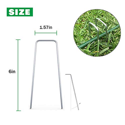200 Pack 6 Inch Garden Staples Landscape Spikes Anchoring Pin Galvanized Steel Weed Barrier Fabric Ground Cover - Thumbnail 2