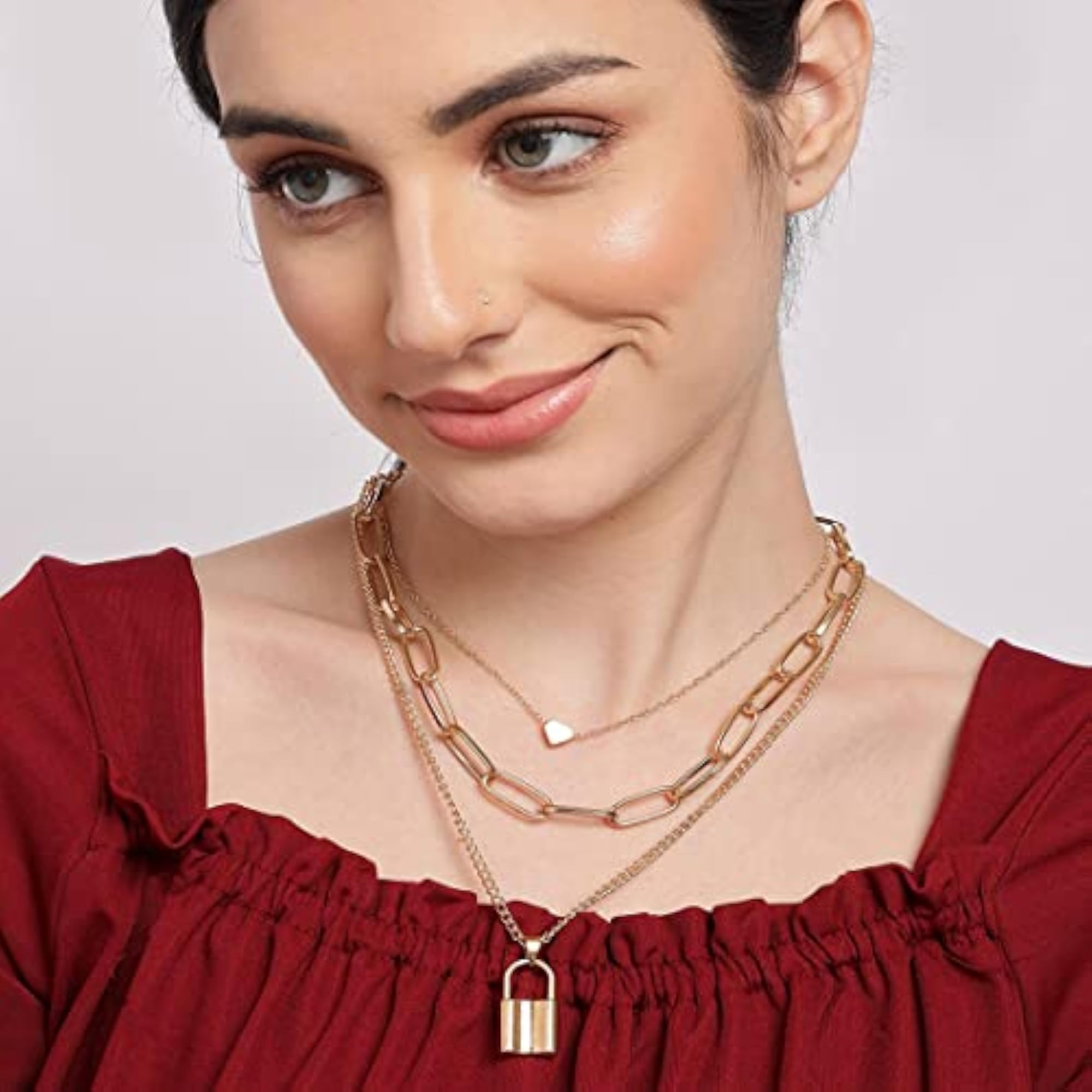Gold-Plated Layered Necklace Set