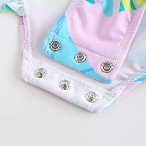 Baby Girls Long Sleeve Bathing Suits One Piece Swimsuits with Zipper Toddler Kids UPF 50+ Sun Protection Rash Guard 18 Months Parrot - Thumbnail 7