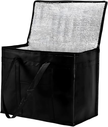 Image of Insulated Thermal Bag for Hot & Cold Food Heavy Duty, Cooler Tote with Zipper Reusable Grocery Shopping, Collapsible Picnic Lunch for Travel, Delivery, Freezer Storage(50 litres)
