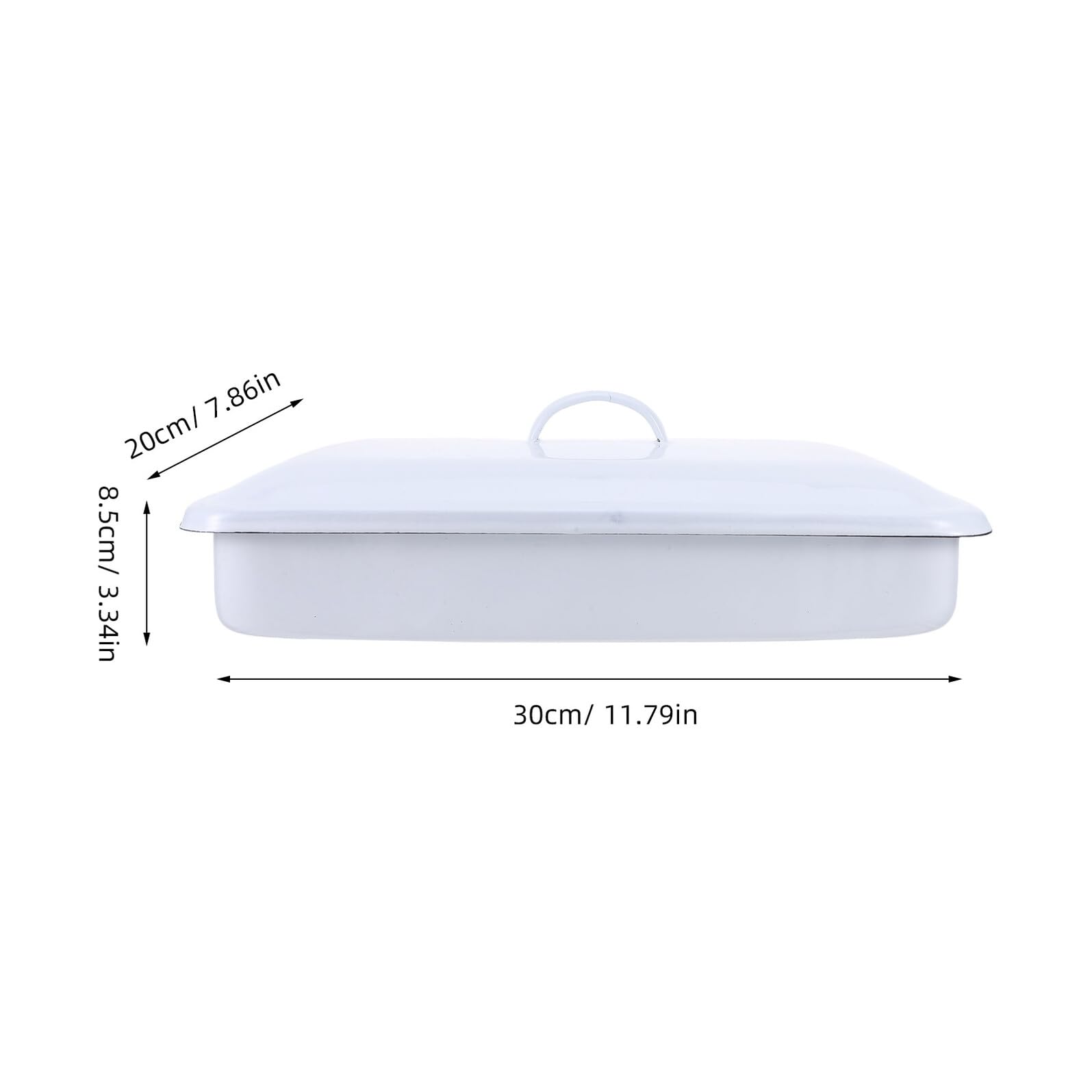 Vassoio Smaltato Rettangolare Bianco 30X20X5 CM con Coperchio Sigillato Contenitore da Laboratorio per Manipolazione Campioni Resistente a Scheggiature Adatto per Uso