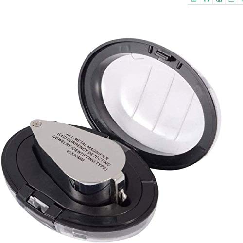 Vergrößerungsglas 40x Vollmetall, beleuchtetes Vergrößerungsglas, Juwelierlupe mit LED- und UV-Licht