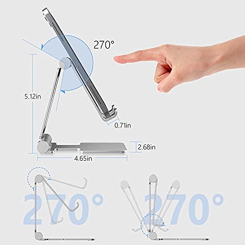 Anozer Tablet Stand,Adjustable Tablet Holder for Desk,Foldable for iPad Stand Dock Holder for iPad Air 5/4/Mini 6/Mini 5/10.2/Pro 12.9/Pro 11,Portable Monitor,Surface (4-13 inch)-Grey - Thumbnail 3