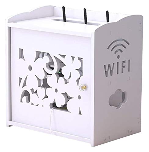 Weiß Draht Aufbewahrungsbox Elektrische Kabel Organizer Holz Kunststoff Office Organizer WiFi Router TV Box Set-Top Box Streaming Media