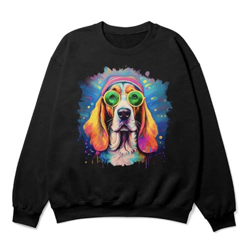 Hippie Dog Portrait Oil Painting Watercolor Tie-dye Vintage Adult Youth T-Shirt Hoodie Sweatshirt