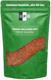 NPG Authentic Sichuan Chili Flakes 16 Oz, Extra Hot, Szechuan Crushed Red Pepper Flakes Bulk, Essential Spice Seasoning for Making Kimchi, Chili Oil, Stir-fry, Pizza, Salads, and Tacos
