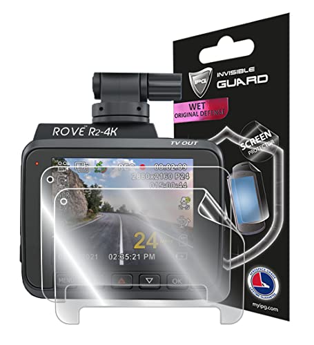 IPG For Rove R2-4K Dash Cam Camera Recorder Screen Protector (2 Units) Hydrogel Invisible Screen Guard - HD Quality/Self-Healing/Bubble -Free for R2-4K -  IPG 3552