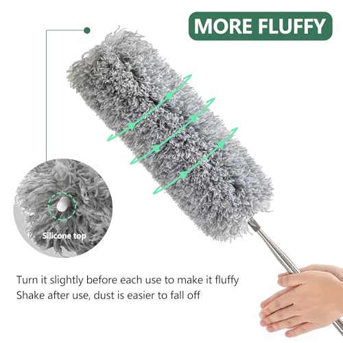 Image of SetSail Dusters for Cleaning, 100-inch Extra-Long Duster with Extension Pole Bendable Microfiber Head Washable Ceiling Fan Cleaner Duster Kit for High Ceilings, Corner, Furniture