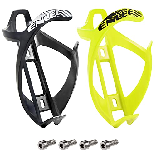 Seektop Bike Water Bottle Cages,Side Load Flow Bicycle Lightweight Water Bottle Holder Bike Cup Holder for Bike - 2 Pack Black&Yellow