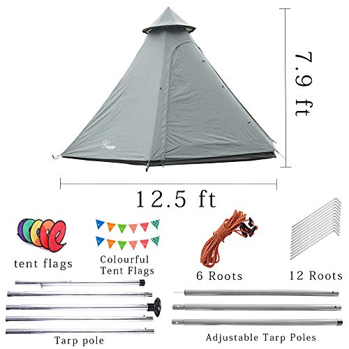 12'x10'x8'Dome Camping Tent 5-6 Person 4 Season Double Layers Waterproof Anti-UV Windproof Tents Family Outdoor Camping Tent (Green) - Thumbnail 4