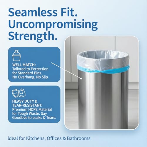 Image of 4 Gallon Small Trash Bag Drawstring - 120 Count Bathroom Garbage Bags, Unscented White Plastic Waste Basket Bags Fit 15 Liter Trash Bin for Kitchen, Home, Office and Bedroom (3-4 Gal)