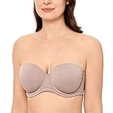 DELIMIRA Damen Trägerloser BH mit bügel Große Größen Seamless Dirndl BH mit Geformte Cups Cameo Heather 70C