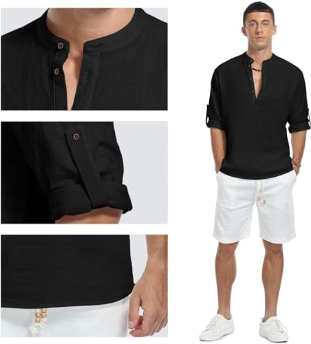 Image of Zombom Men's Kurta || Chinese Collar Long Sleeves || Straight Hip Length Kurtas || Short Kurta for Men || for Festival || Function || Occasion Wear Fancy Kurta for || Best Gifts for Men's