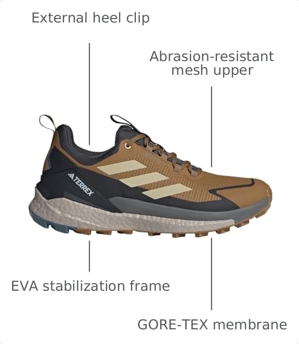 Image of adidas Mens Terrex Free Hiker 2.0 Low Gore-Tex Hiking Hiking Sneakers Shoes - Black