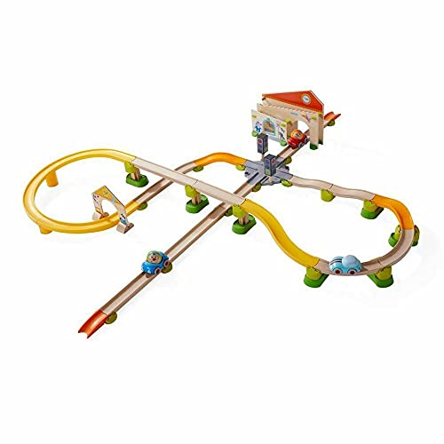 HABA Kullerbu City Stroll Play Track - 58 Piece Starter Set with Wooden & Plastic Track Ages 2+
