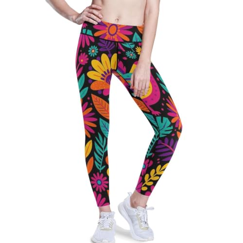 Leggings de yoga para mujer bohemios con flores mallas capri compresivas XS-XXL