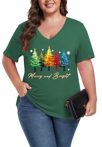 Image of ForHailey Women's Plus Size Short Sleeve Tee Shirt V Neck Basic Ladies Loose Fit T Shirt 1X-5X