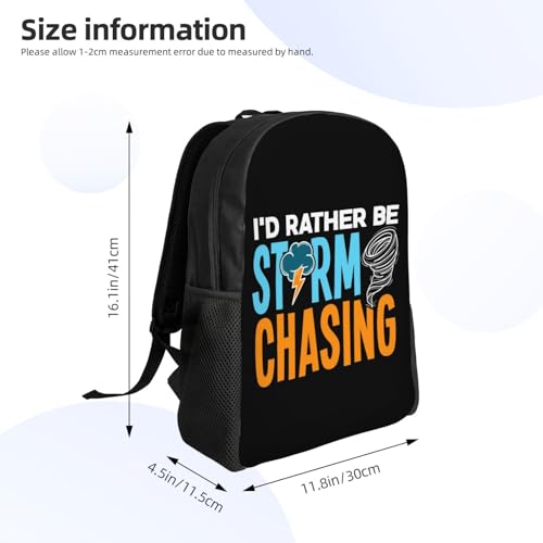 I'D Rather Be Storm Chasing Universal Large Capacity Durable Backpack - Waterproof Laptop Backpack For School Anti-Theft Design - Unisex4