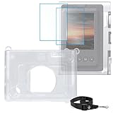 Ngaantyun Mini Evo transparente Schutzhülle für Fujifilm Instax Mini Evo Sofortbildkamera, transparenter Fotodrucker-Schutz mit Schultergurt, Zubehör-Set (transparente Hülle mit 2 Schutzfolien)