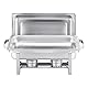 VEVOR Chafing Dish Buffet Speisenwärmer (7,5 L), 2 Stk. mit 2 Pfannen in voller Größe, rechteckiger Catering-Wärmespender mit Deckel & Brennstoffhalter, für Hochzeiten Partys Bankette Silber