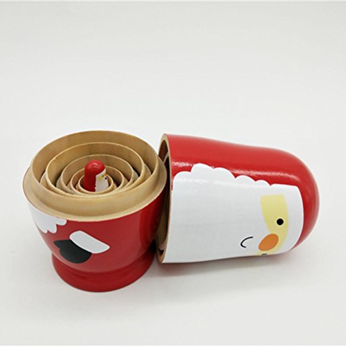 Healifty Russische Nesting Dolls Weihnachtsmann Schneemann Tiere Matryoshka Holz Russische Puppen Klassische Babuschka Handmade Geschenk 6 Stück