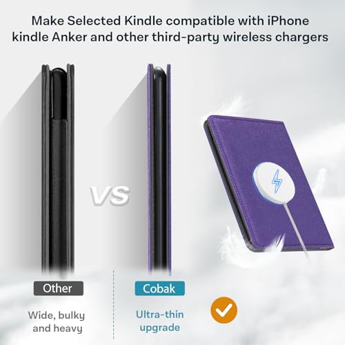 Image of CoBak Stand Case for 7 inch Kindle Paperwhite 12th Gen 2024 and Kindle Colorsoft with Hand Strap - Compatible with iPhone MagSafe, for Samsung /Belkin /Anker Wireless Charging Pads, Durable, Auto Sleep Wake